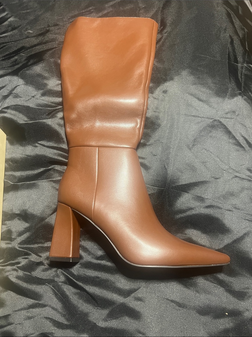 Meolee Women's Brown Mid-Calf Block Heel Boots